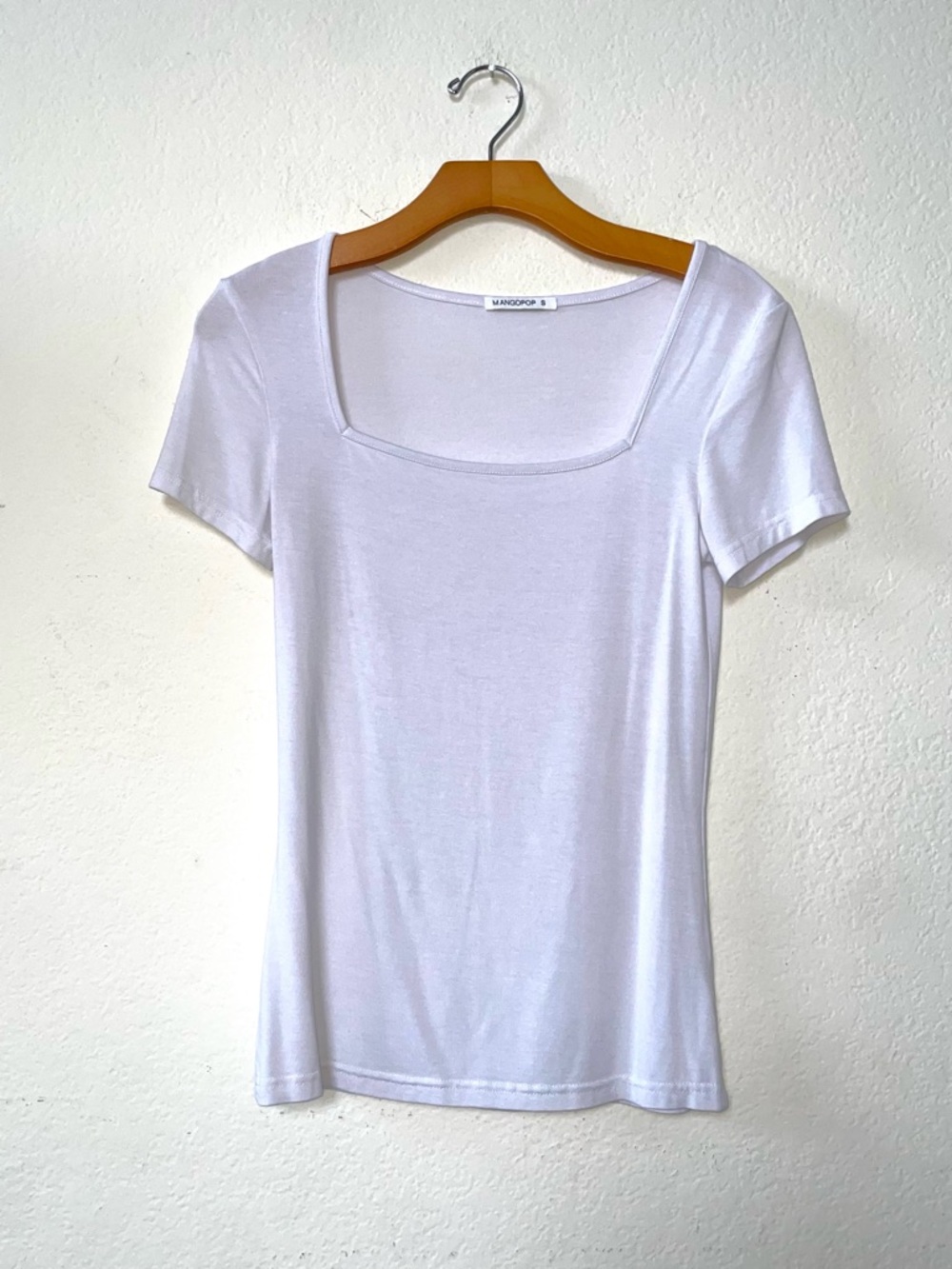 Essential White Short Sleeve Tee Square Neck